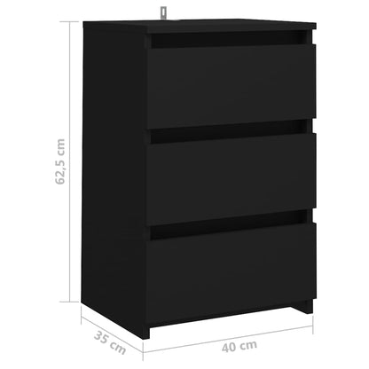 Mesa de cabeceira 40x35x62,5 cm derivados de madeira preto