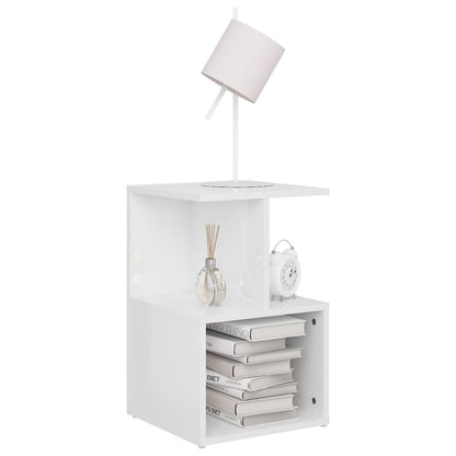 Mesas cabeceira 2pcs 35x35x55cm deriv. madeira branco brilhante