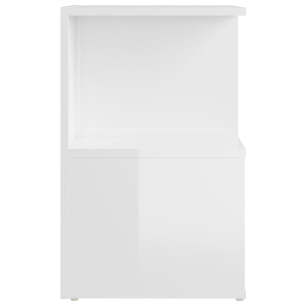 Mesas cabeceira 2pcs 35x35x55cm deriv. madeira branco brilhante