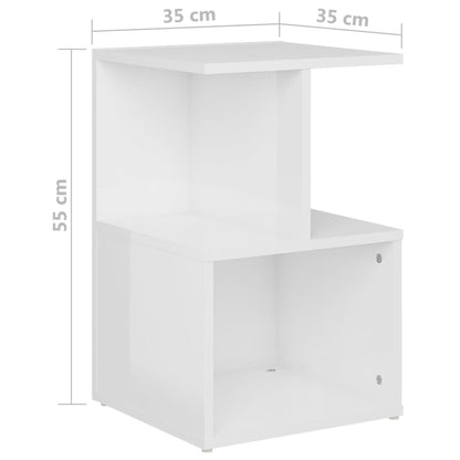 Mesas cabeceira 2pcs 35x35x55cm deriv. madeira branco brilhante