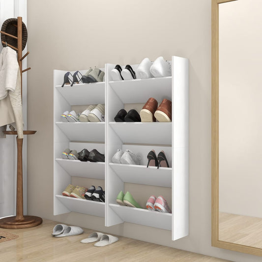 Sapateiras de parede 4 pcs derivados de madeira branco