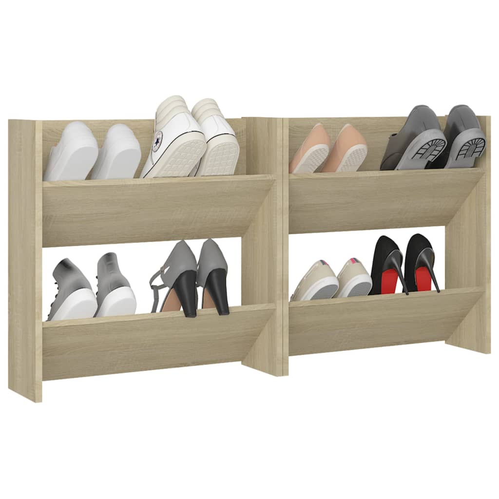 Sapateiras de parede 2 pcs 60x18x60cm contrapl. carvalho sonoma