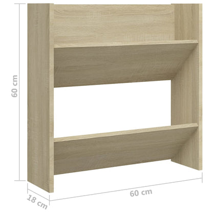 Sapateiras de parede 2 pcs 60x18x60cm contrapl. carvalho sonoma