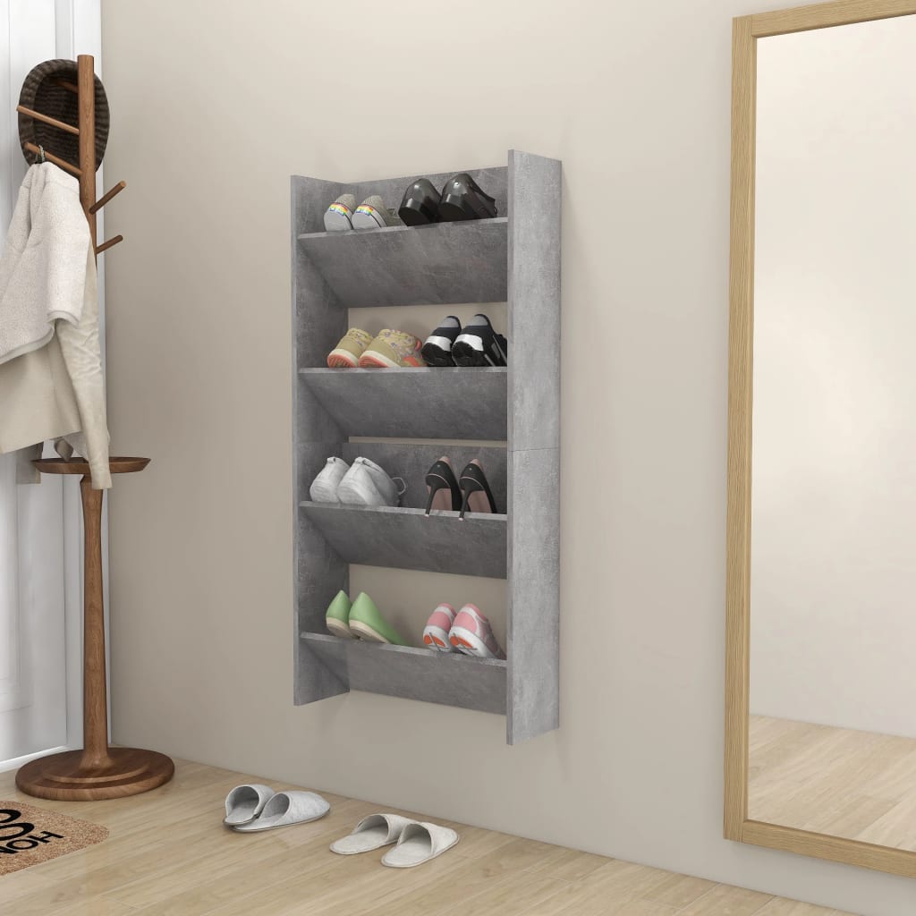 Sapateiras de parede 2 pcs 60x18x60 cm contrapl. cinza cimento