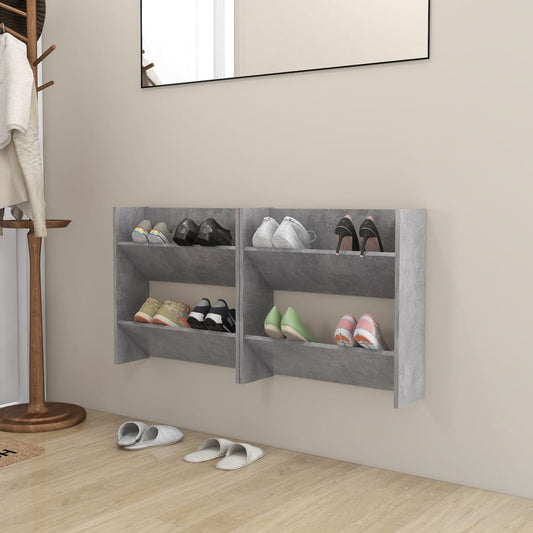 Sapateiras de parede 2 pcs 60x18x60 cm contrapl. cinza cimento