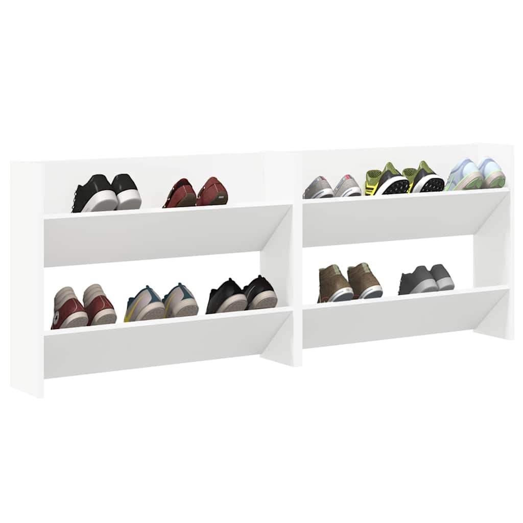 Sapateiras de parede 2 pcs 80x18x60 cm contraplacado branco