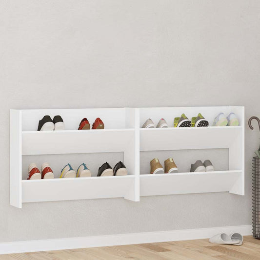 Sapateiras de parede 2 pcs 80x18x60 cm contraplacado branco