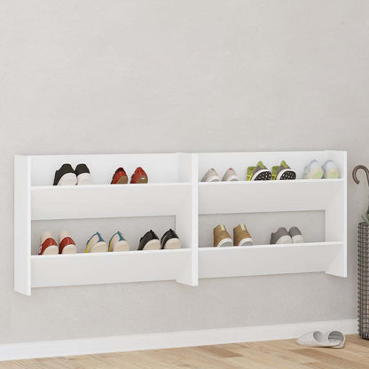 Sapateiras de parede 2 pcs 80x18x60 cm contraplacado branco