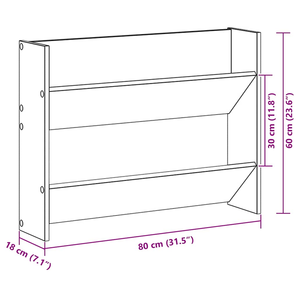 Sapateiras de parede 2 pcs 80x18x60cm contrapl. carvalho sonoma