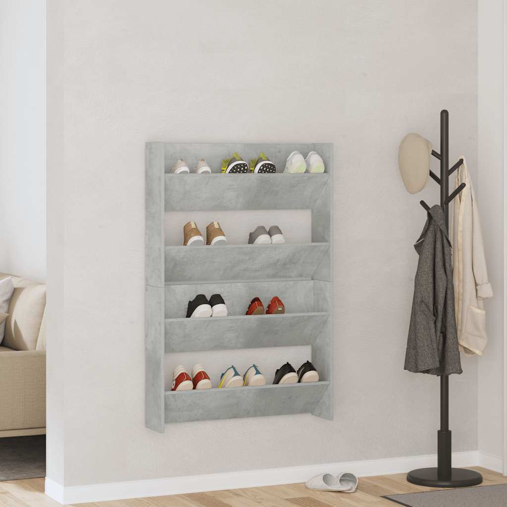Sapateiras de parede 2 pcs 80x18x60 cm contrapl. cinza cimento