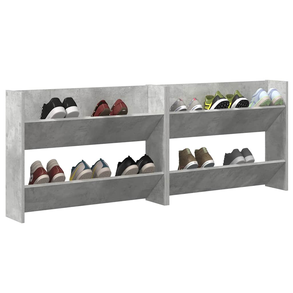 Sapateiras de parede 2 pcs 80x18x60 cm contrapl. cinza cimento