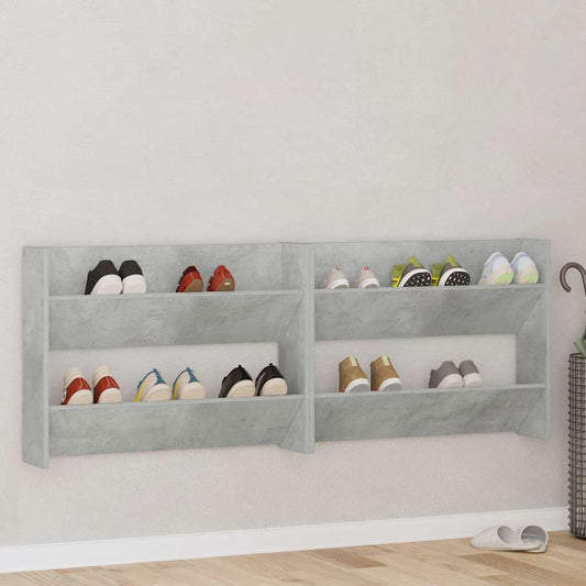 Sapateiras de parede 2 pcs 80x18x60 cm contrapl. cinza cimento