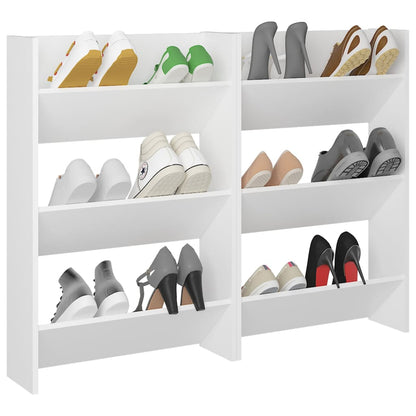 Sapateiras de parede 2 pcs 60x18x90 cm contraplacado branco