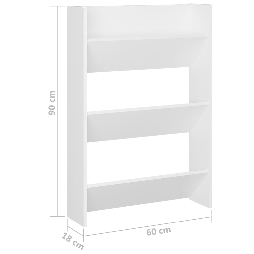 Sapateiras de parede 2 pcs 60x18x90 cm contraplacado branco