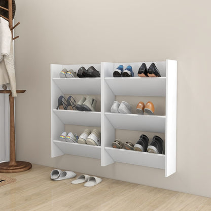 Sapateiras de parede 2 pcs 60x18x90 cm contraplacado branco