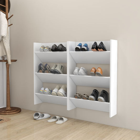 Sapateiras de parede 2 pcs 60x18x90 cm contraplacado branco