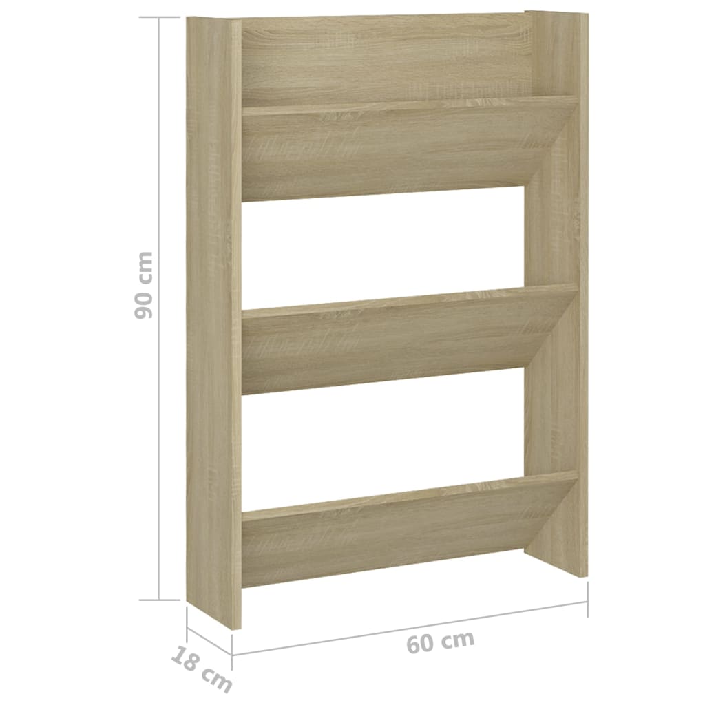 Sapateira de parede 60x18x90 cm contraplacado carvalho sonoma