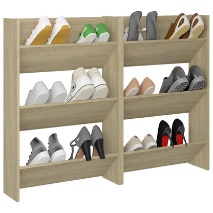 Sapateiras de parede 2 pcs 60x18x90 cm contrap. carvalho sonoma