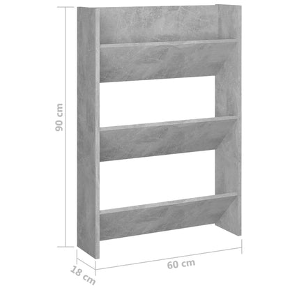 Sapateira de parede 60x18x90 cm contraplacado cinzento cimento