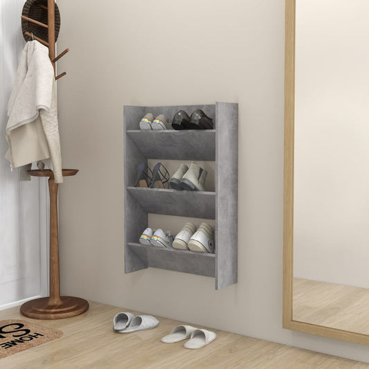 Sapateira de parede 60x18x90 cm contraplacado cinzento cimento