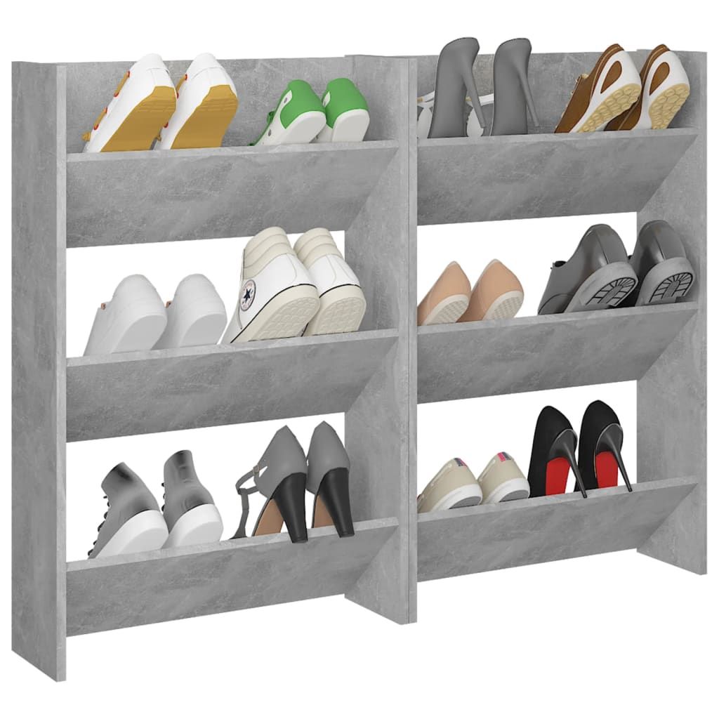 Sapateiras de parede 2 pcs 60x18x90 cm contrapl. cinza cimento