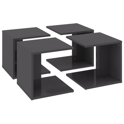 Mesas de centro 4pcs derivados de madeira cinza brilhante