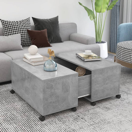 Mesa de centro 75x75x38 cm contraplacado cinzento cimento