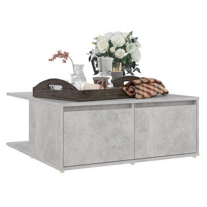 Mesa de centro 80x80x31 cm contraplacado cinzento cimento