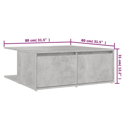 Mesa de centro 80x80x31 cm contraplacado cinzento cimento