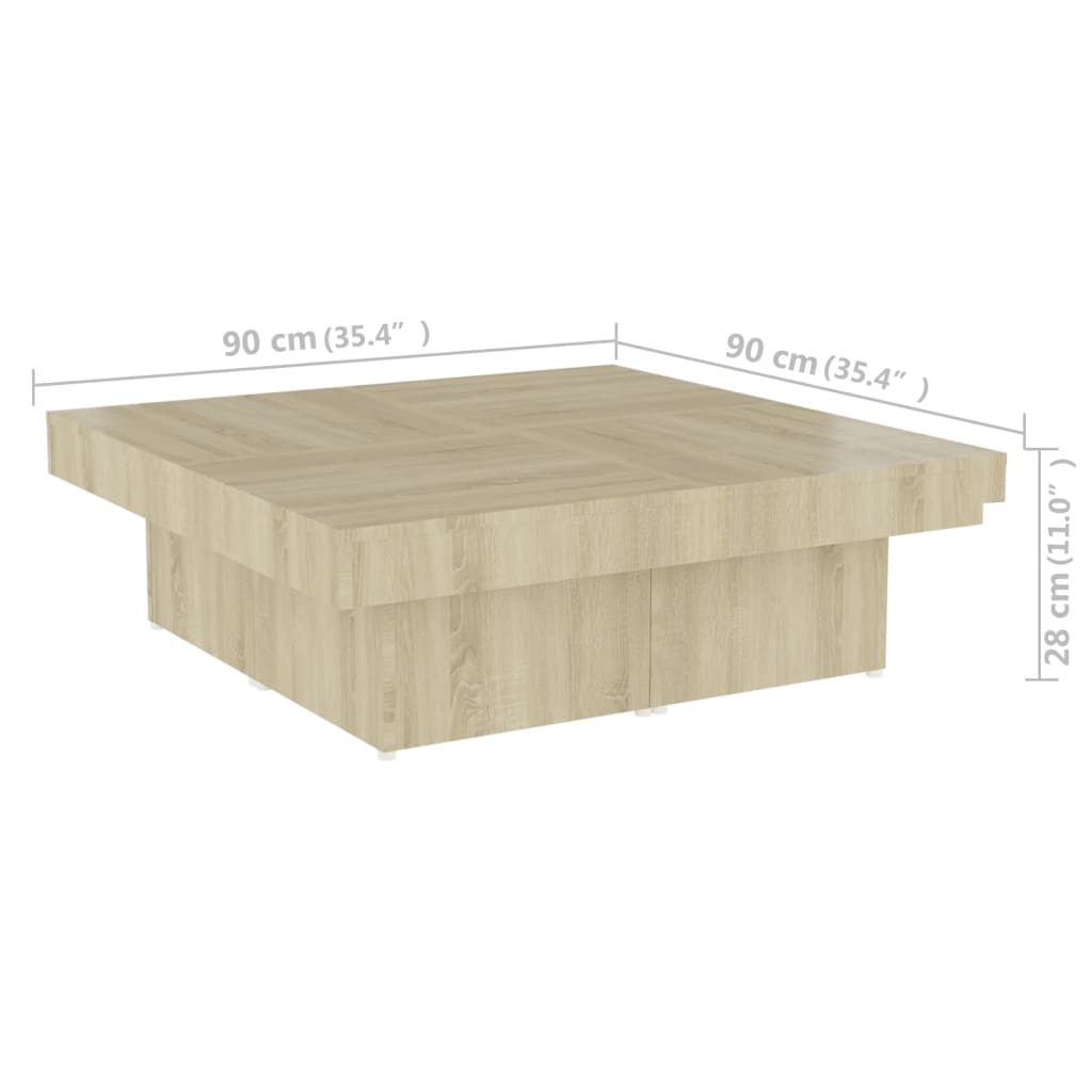 Mesa de centro 90x90x28 cm contraplacado carvalho sonoma