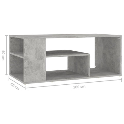 Mesa de centro 100x50x40 cm derivados madeira cinzento cimento