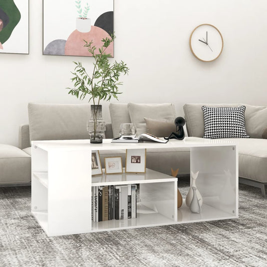 Mesa de centro 100x50x40 cm derivados madeira branco brilhante