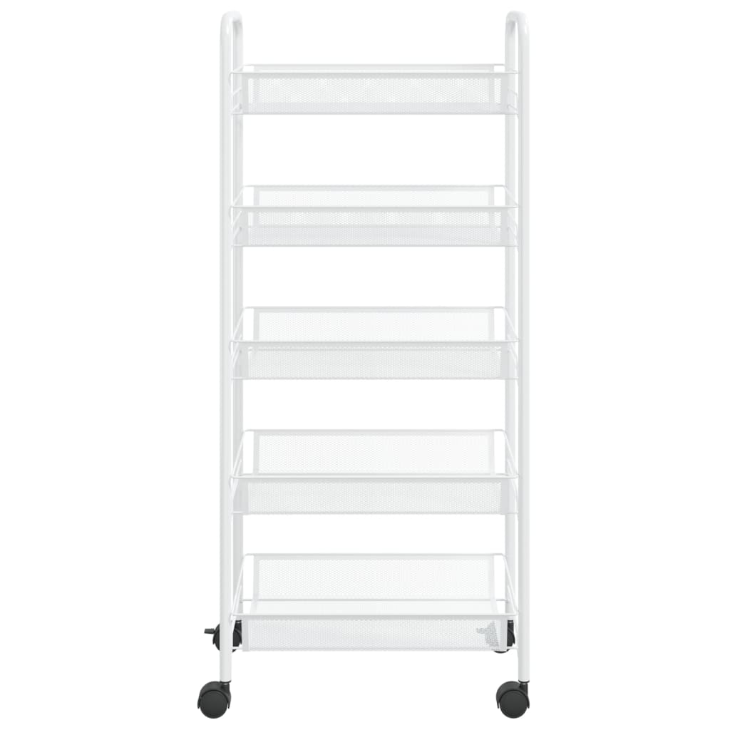 Carrinho de cozinha com 5 prateleiras ferro 46x26x105 cm branco