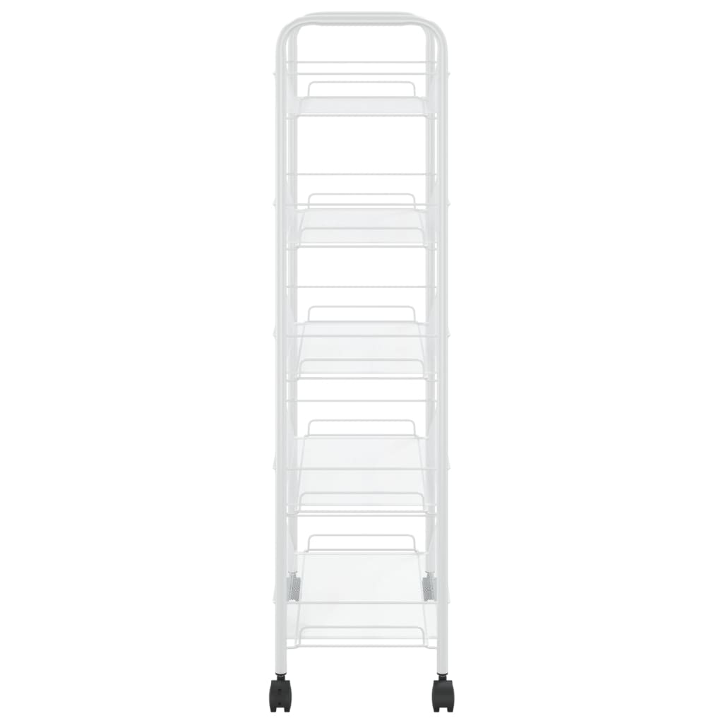 Carrinho de cozinha com 5 prateleiras ferro 46x26x105 cm branco