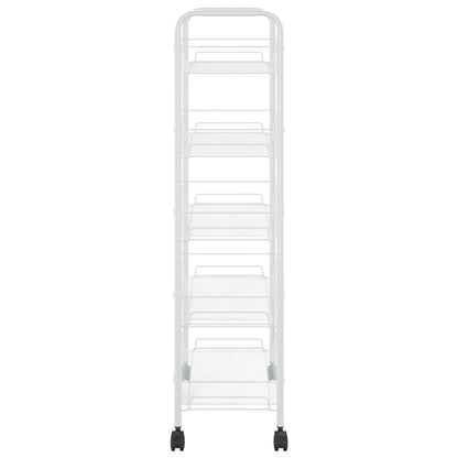 Carrinho de cozinha com 5 prateleiras ferro 46x26x105 cm branco