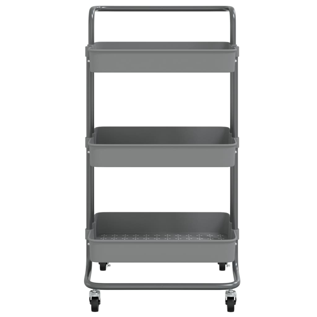 Carrinho cozinha c/ 3 prateleiras ferro/ABS 42x35x85 cm cinza