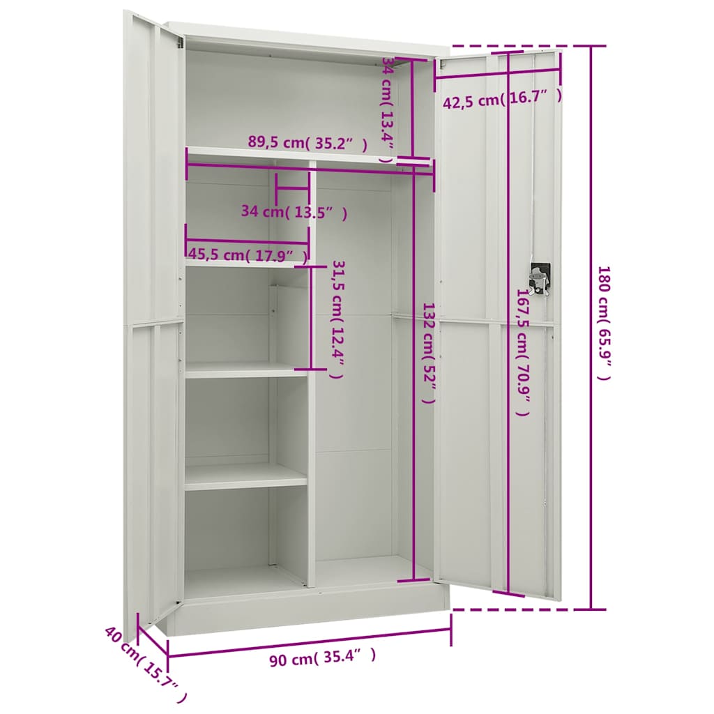 Cacifo 90x40x180 cm aço cinzento-claro
