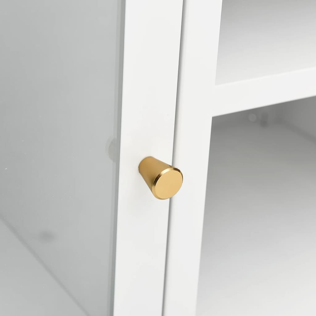 Móvel de TV aço e vidro branco