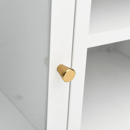 Móvel de TV aço e vidro branco