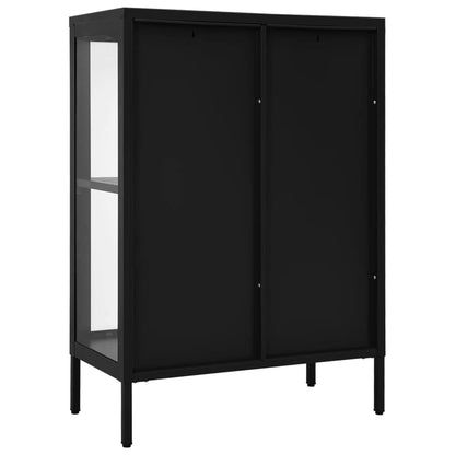 Aparador 75x35x105 cm vidro e aço preto