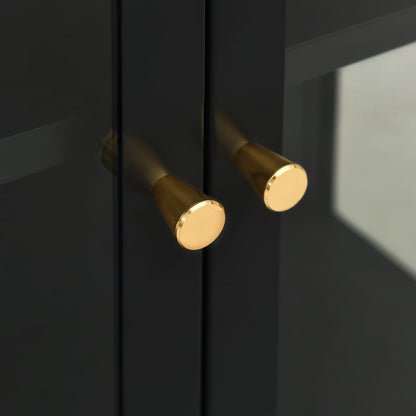 Aparador 75x35x105 cm vidro e aço preto