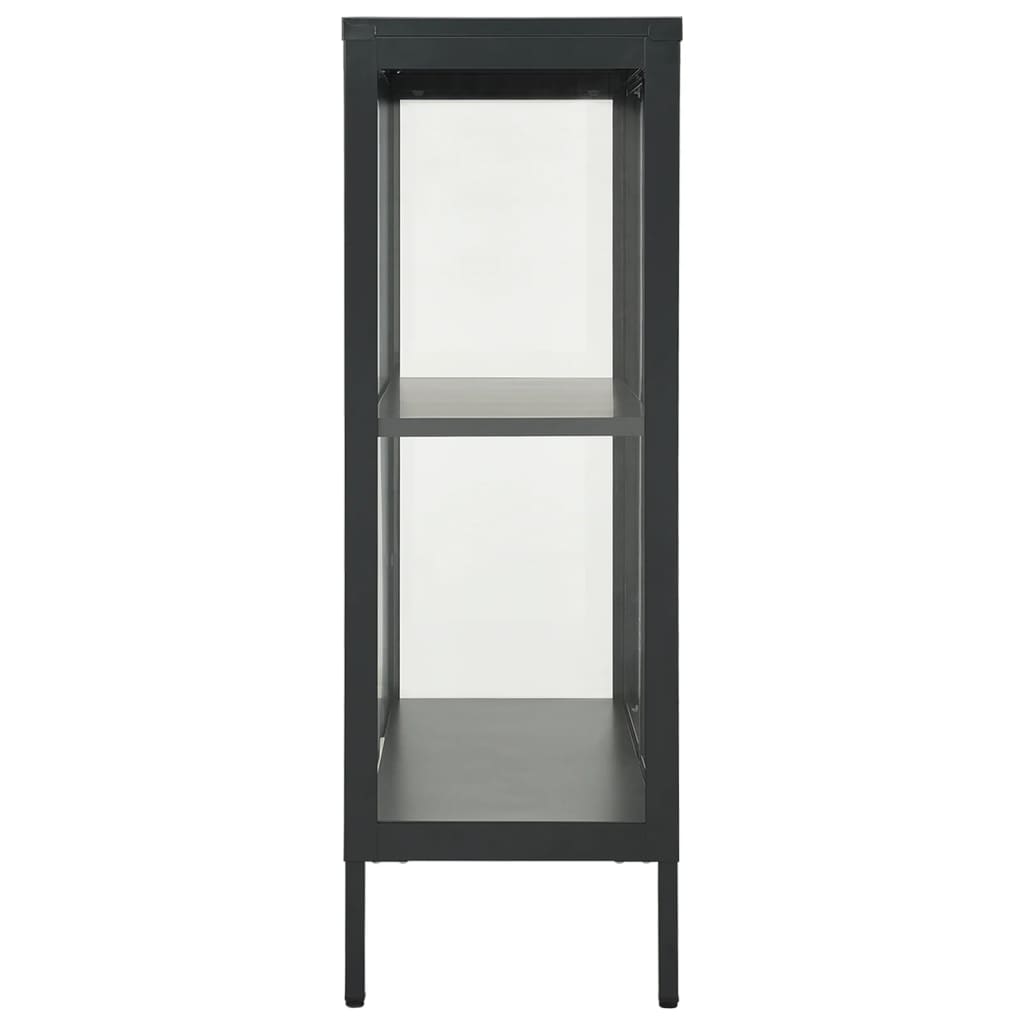 Aparador 75x35x105 cm vidro e aço antracite