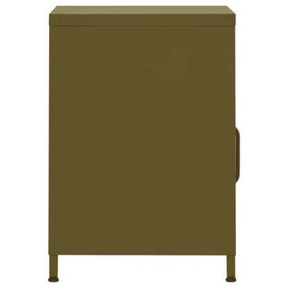 Mesa de cabeceira aço 35x35x51 cm verde-azeitona