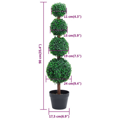 Planta artificial buxo em forma de esfera com vaso 90 cm verde