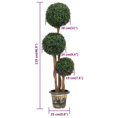 Planta artificial buxo em forma de esfera com vaso 119 cm verde