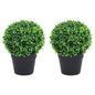 Plantas bolas de buxo artificiais c/ vasos 2 pcs 32 cm verde