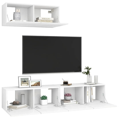 Móveis de TV de madeira branco, 3 pcs