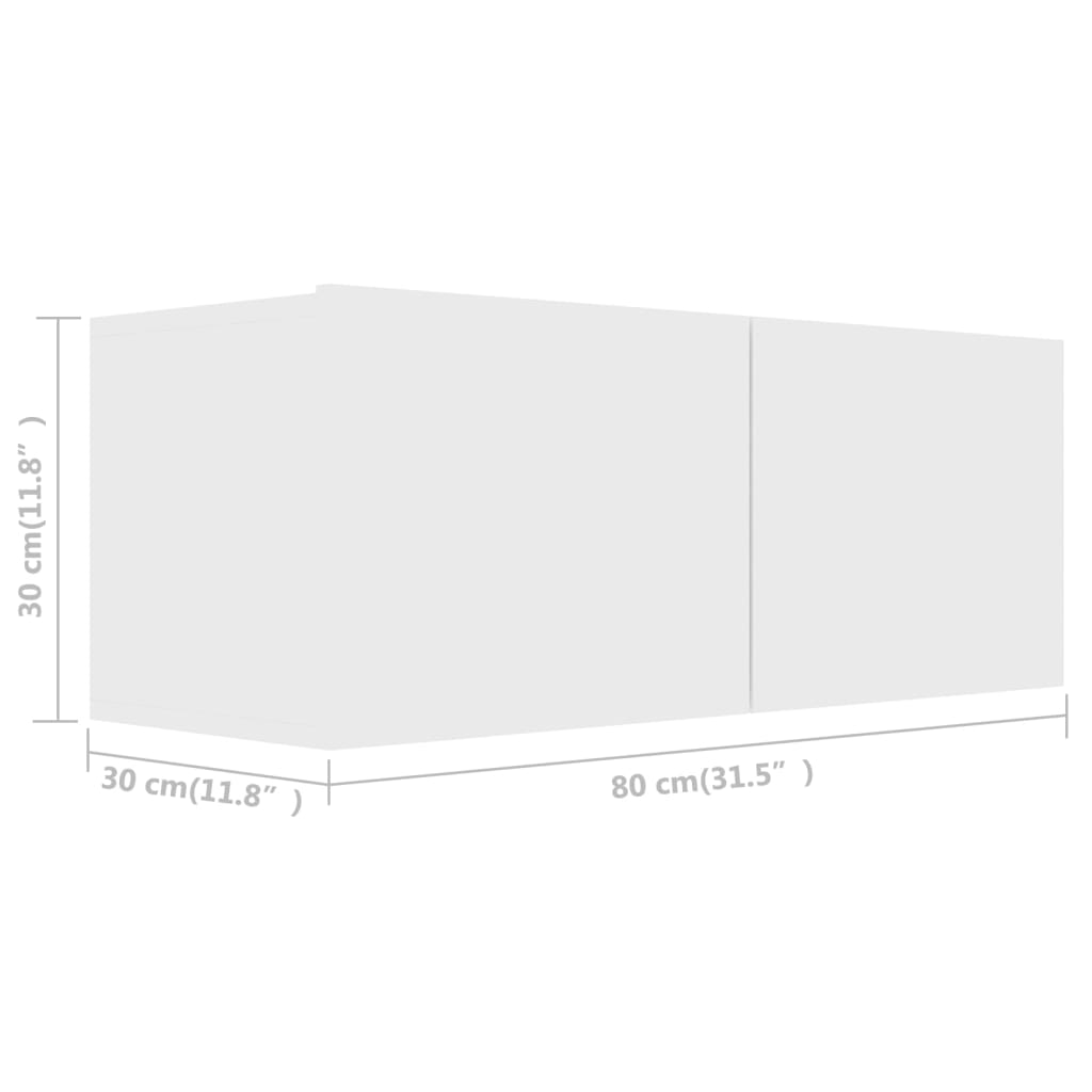 Conjunto de móveis de TV derivados de madeira branco, 2 pcs