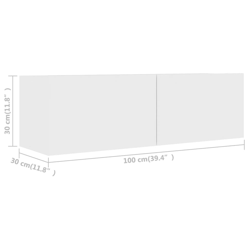 Conjunto de móveis de TV derivados de madeira branco, 2 pcs