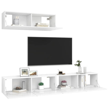 Móveis de TV de madeira branco, 3 pcs